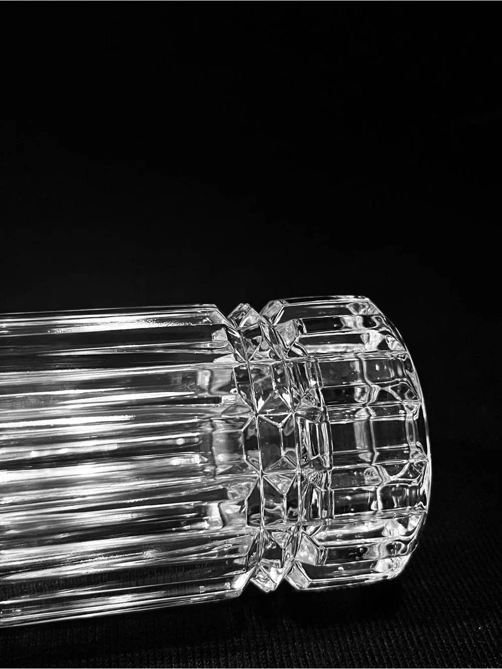 Vintage Midcentury Modern Cut Crystal Cylinder 6.75” Heavy
